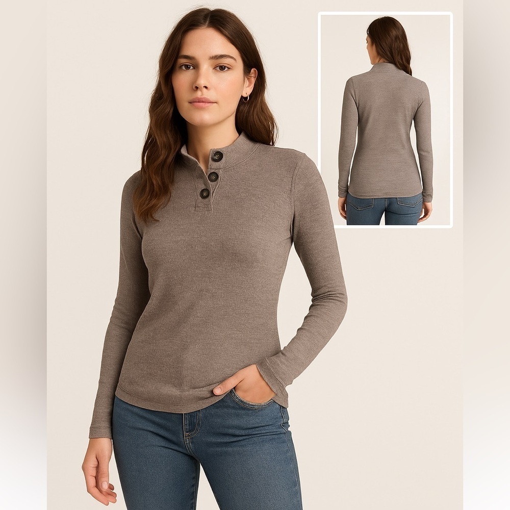 We The Free (Free People) Button Collar Thermal Top – Sz M